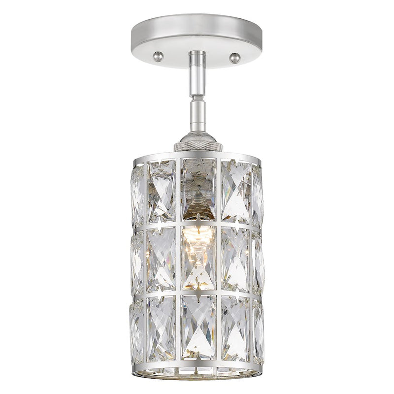 Quoizel Oliver 5in 1-Light Mini Pendant | Glam Polished Nickel and Clear Crystal Glass | Kitchen Island & Dining Room | Model QPP4046PK