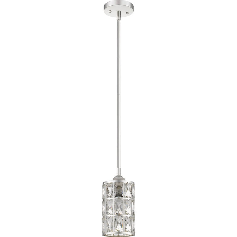 Quoizel Oliver 5in 1-Light Mini Pendant | Glam Polished Nickel and Clear Crystal Glass | Kitchen Island & Dining Room | Model QPP4046PK
