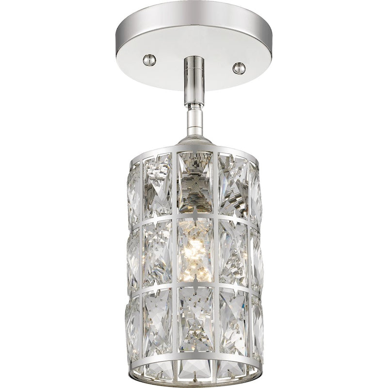 Quoizel Oliver 5in 1-Light Mini Pendant | Glam Polished Nickel and Clear Crystal Glass | Kitchen Island & Dining Room | Model QPP4046PK