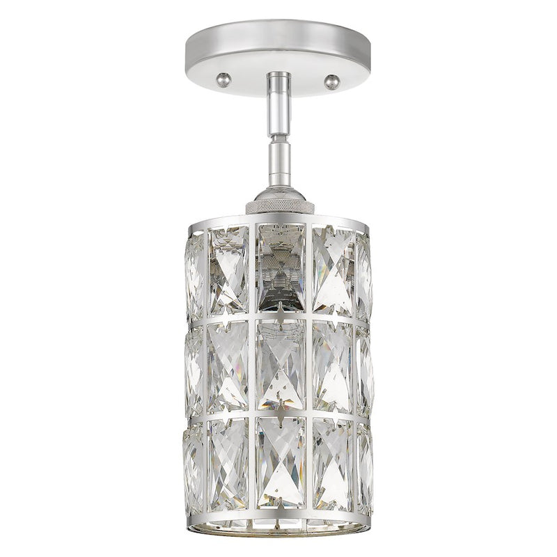 Quoizel Oliver 5in 1-Light Mini Pendant | Glam Polished Nickel and Clear Crystal Glass | Kitchen Island & Dining Room | Model QPP4046PK