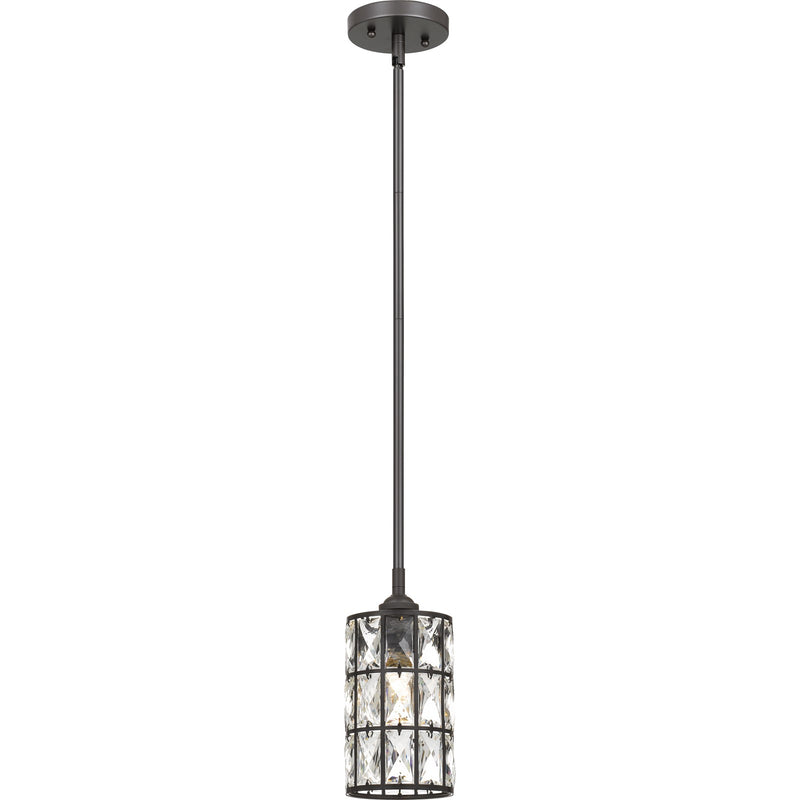 Quoizel Oliver 5in 1-Light Mini Pendant | Western Bronze and Clear Crystal Glass | Kitchen Island & Dining Room | 5 x 5 x 9.75 in | Model QPP4046WT