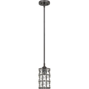 Quoizel Oliver 5in 1-Light Mini Pendant | Western Bronze and Clear Crystal Glass | Kitchen Island & Dining Room | 5 x 5 x 9.75 in | Model QPP4046WT