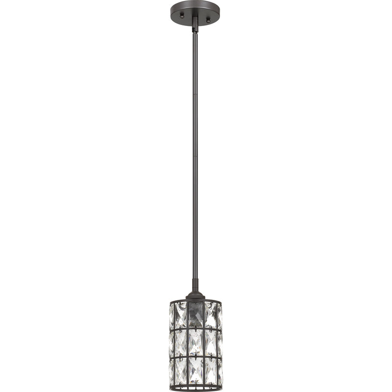 Quoizel Oliver 5in 1-Light Mini Pendant | Western Bronze and Clear Crystal Glass | Kitchen Island & Dining Room | 5 x 5 x 9.75 in | Model QPP4046WT
