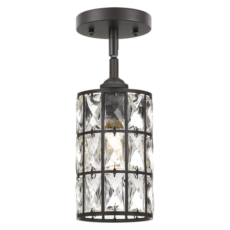 Quoizel Oliver 5in 1-Light Mini Pendant | Western Bronze and Clear Crystal Glass | Kitchen Island & Dining Room | 5 x 5 x 9.75 in | Model QPP4046WT