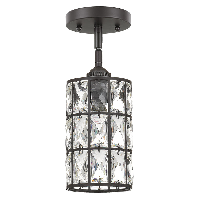 Quoizel Oliver 5in 1-Light Mini Pendant | Western Bronze and Clear Crystal Glass | Kitchen Island & Dining Room | 5 x 5 x 9.75 in | Model QPP4046WT