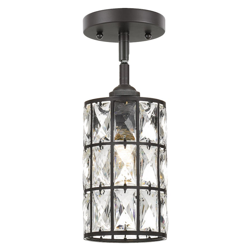 Quoizel Oliver 5in 1-Light Mini Pendant | Western Bronze and Clear Crystal Glass | Kitchen Island & Dining Room | 5 x 5 x 9.75 in | Model QPP4046WT