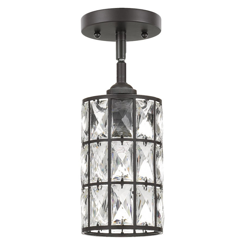 Quoizel Oliver 5in 1-Light Mini Pendant | Western Bronze and Clear Crystal Glass | Kitchen Island & Dining Room | 5 x 5 x 9.75 in | Model QPP4046WT