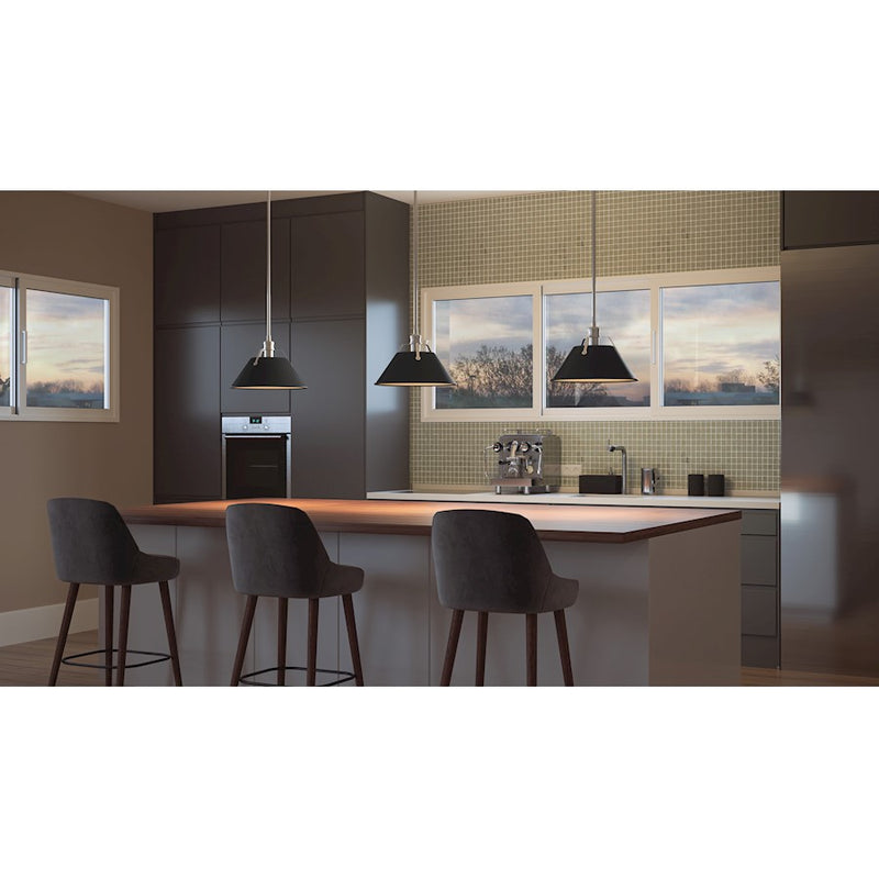 Quoizel Jessup 1 Light Mini Pendant, Antique Nickel/Matte Black