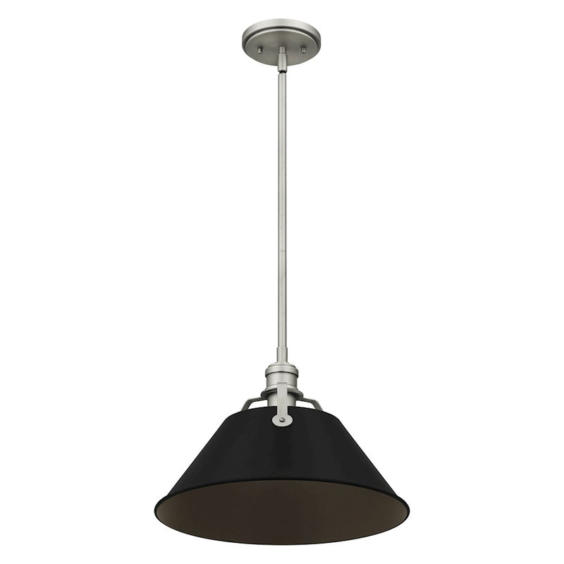 Quoizel Jessup 1 Light Mini Pendant, Antique Nickel/Matte Black