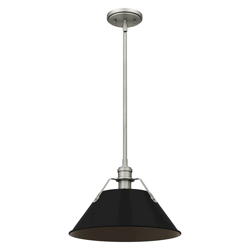 Quoizel Jessup 1 Light Mini Pendant, Antique Nickel/Matte Black