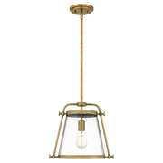 Quoizel Cardiff 1 Light Mini Pendant, Weathered Brass/Clear