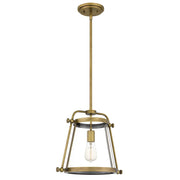 Quoizel Cardiff 1 Light Mini Pendant, Weathered Brass/Clear