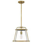 Quoizel Cardiff 1 Light Mini Pendant, Weathered Brass/Clear