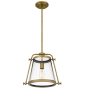 Quoizel Cardiff 1 Light Mini Pendant, Weathered Brass/Clear