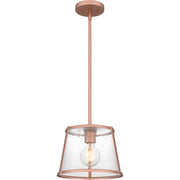 Quoizel Labrant 1 Light Mini Pendant, Rose Gold/Clear Hammered