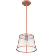 Quoizel Labrant 1 Light Mini Pendant, Rose Gold/Clear Hammered