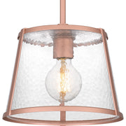 Quoizel Labrant 1 Light Mini Pendant, Rose Gold/Clear Hammered