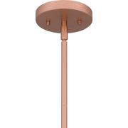 Quoizel Labrant 1 Light Mini Pendant, Rose Gold/Clear Hammered