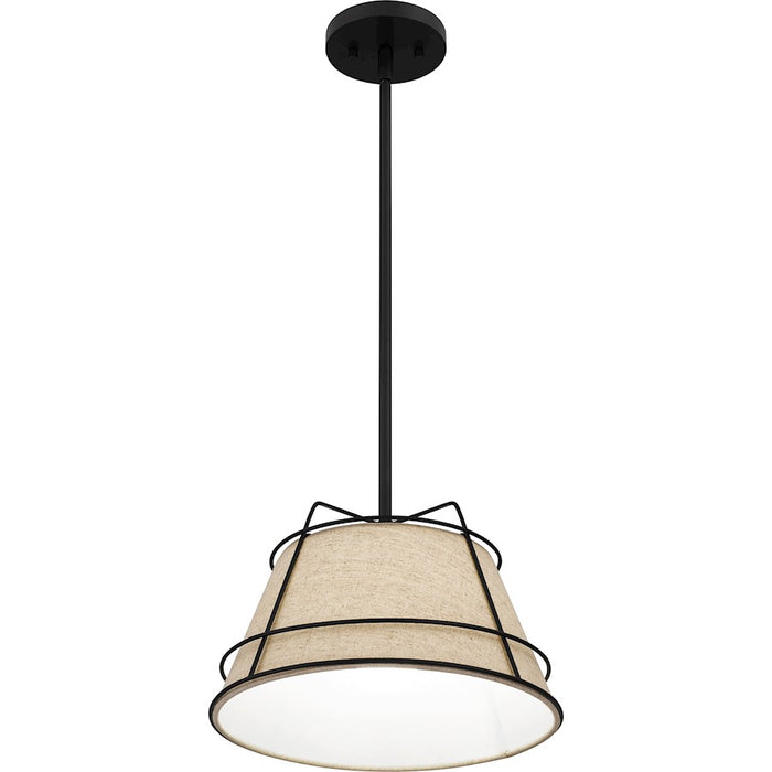 Quoizel Burbidge 1 Light Mini Pendant, Matte Black/Cream Linen