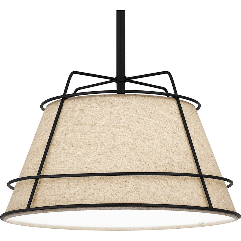 Quoizel Burbidge 1 Light Mini Pendant, Matte Black/Cream Linen