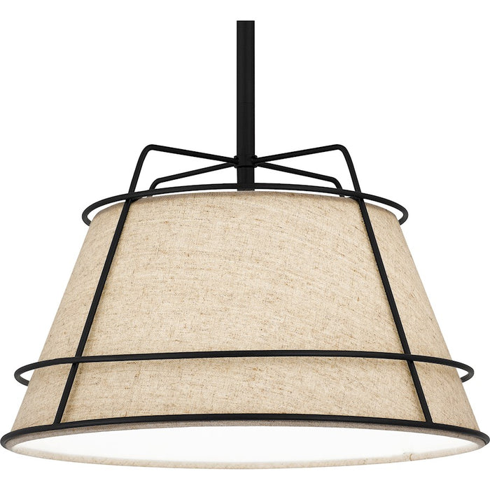 Quoizel Burbidge 1 Light Mini Pendant, Matte Black/Cream Linen
