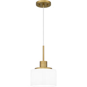 Quoizel Callahan 8in 1-Light Mini Pendant | Modern Aged Brass and Opal Etched Glass | Kitchen Island & Dining Room | 8 x 8 x 12.5 in | Model QPP6172AB