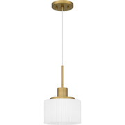 Quoizel Callahan 8in 1-Light Mini Pendant | Modern Aged Brass and Opal Etched Glass | Kitchen Island & Dining Room | 8 x 8 x 12.5 in | Model QPP6172AB