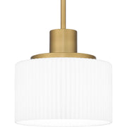 Quoizel Callahan 8in 1-Light Mini Pendant | Modern Aged Brass and Opal Etched Glass | Kitchen Island & Dining Room | 8 x 8 x 12.5 in | Model QPP6172AB
