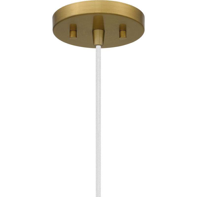 Quoizel Callahan 8in 1-Light Mini Pendant | Modern Aged Brass and Opal Etched Glass | Kitchen Island & Dining Room | 8 x 8 x 12.5 in | Model QPP6172AB