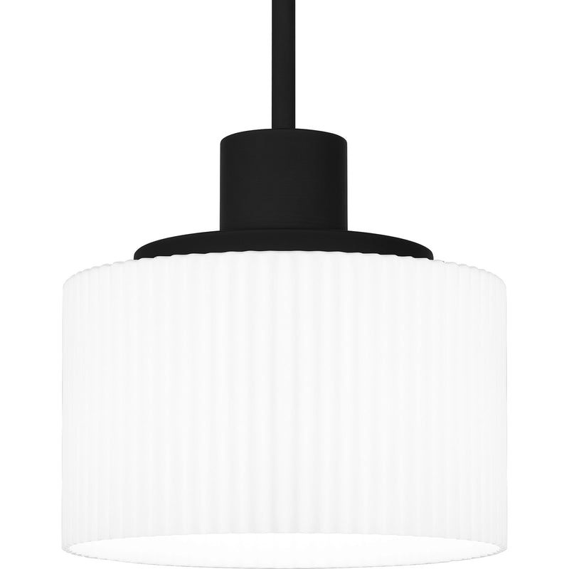 Quoizel Callahan 8in 1-Light Mini Pendant | Modern Matte Black and Opal Etched Glass | Kitchen Island & Dining Room | Model QPP6172MBK