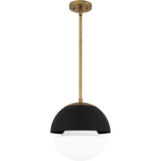 Quoizel Marley 12in 1-Light Globe Pendant | Contemporary Weathered Brass and Opal Etched Glass | Kitchen Island & Bar | Model QPP6191WS