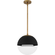 Quoizel Marley 12in 1-Light Globe Pendant | Contemporary Weathered Brass and Opal Etched Glass | Kitchen Island & Bar | Model QPP6191WS