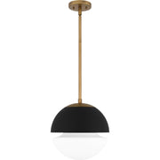 Quoizel Marley 12in 1-Light Globe Pendant | Contemporary Weathered Brass and Opal Etched Glass | Kitchen Island & Bar | Model QPP6191WS