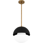 Quoizel Marley 12in 1-Light Globe Pendant | Contemporary Weathered Brass and Opal Etched Glass | Kitchen Island & Bar | Model QPP6191WS