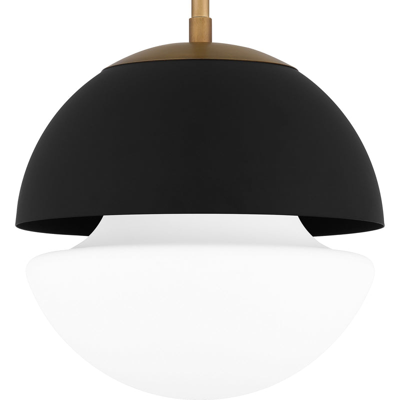 Quoizel Marley 12in 1-Light Globe Pendant | Contemporary Weathered Brass and Opal Etched Glass | Kitchen Island & Bar | Model QPP6191WS