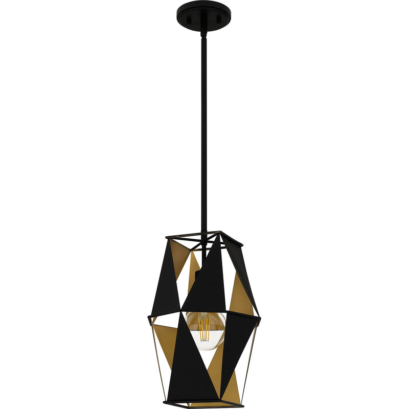 Quoizel Wren 10in 1-Light Pendant | Industrial Matte Black Metal | Kitchen Island & Bar | 10.25 x 10.25 x 15 in | Model QPP6196MBK