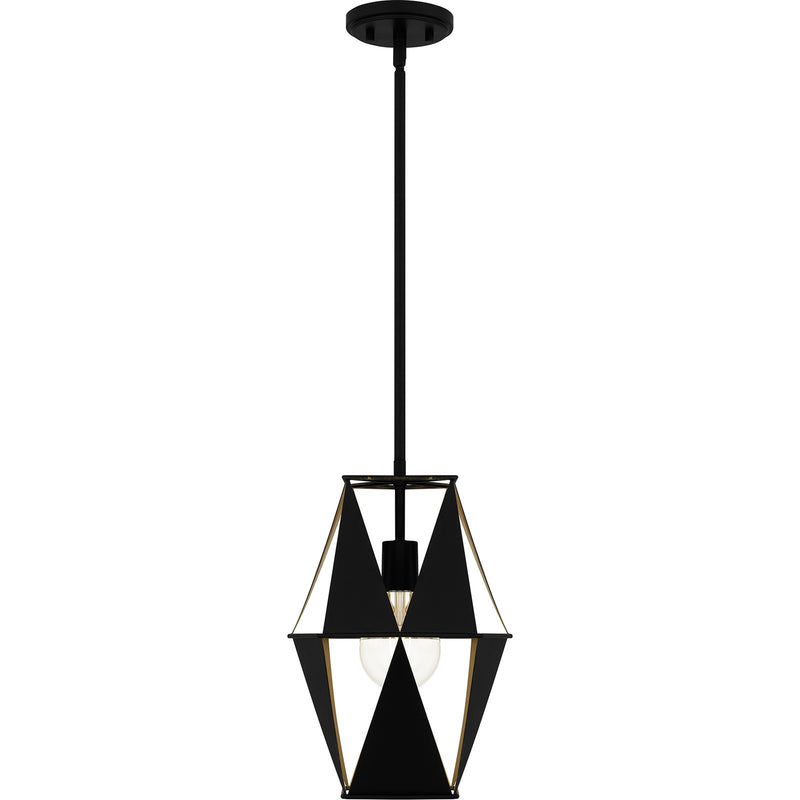 Quoizel Wren 10in 1-Light Pendant | Industrial Matte Black Metal | Kitchen Island & Bar | 10.25 x 10.25 x 15 in | Model QPP6196MBK