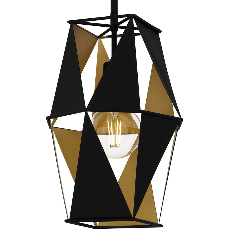 Quoizel Wren 10in 1-Light Pendant | Industrial Matte Black Metal | Kitchen Island & Bar | 10.25 x 10.25 x 15 in | Model QPP6196MBK