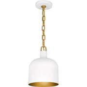 Quoizel Raquel 8in 1-Light Mini Pendant | Industrial Matte White Metal | Kitchen Island & Bar | 8 x 8 x 11 in | Model QPP6206W