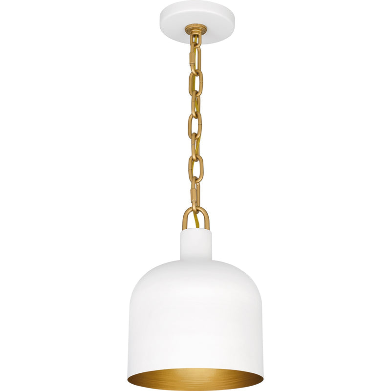 Quoizel Raquel 8in 1-Light Mini Pendant | Industrial Matte White Metal | Kitchen Island & Bar | 8 x 8 x 11 in | Model QPP6206W