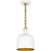 Quoizel Raquel 8in 1-Light Mini Pendant | Industrial Matte White Metal | Kitchen Island & Bar | 8 x 8 x 11 in | Model QPP6206W