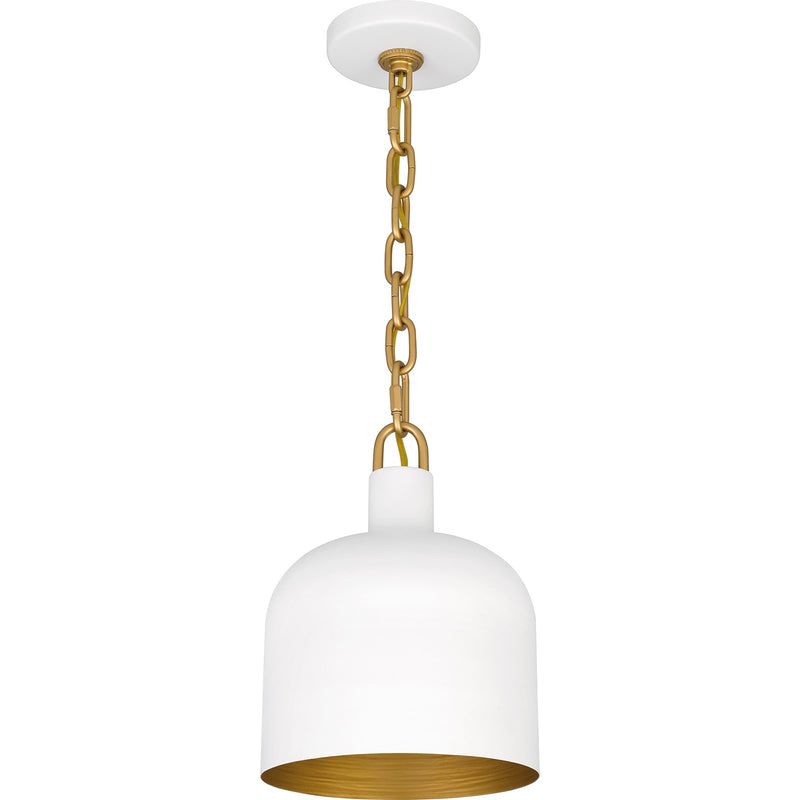Quoizel Raquel 8in 1-Light Mini Pendant | Industrial Matte White Metal | Kitchen Island & Bar | 8 x 8 x 11 in | Model QPP6206W