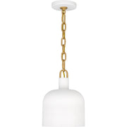 Quoizel Raquel 8in 1-Light Mini Pendant | Industrial Matte White Metal | Kitchen Island & Bar | 8 x 8 x 11 in | Model QPP6206W