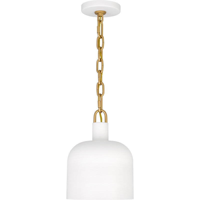 Quoizel Raquel 8in 1-Light Mini Pendant | Industrial Matte White Metal | Kitchen Island & Bar | 8 x 8 x 11 in | Model QPP6206W
