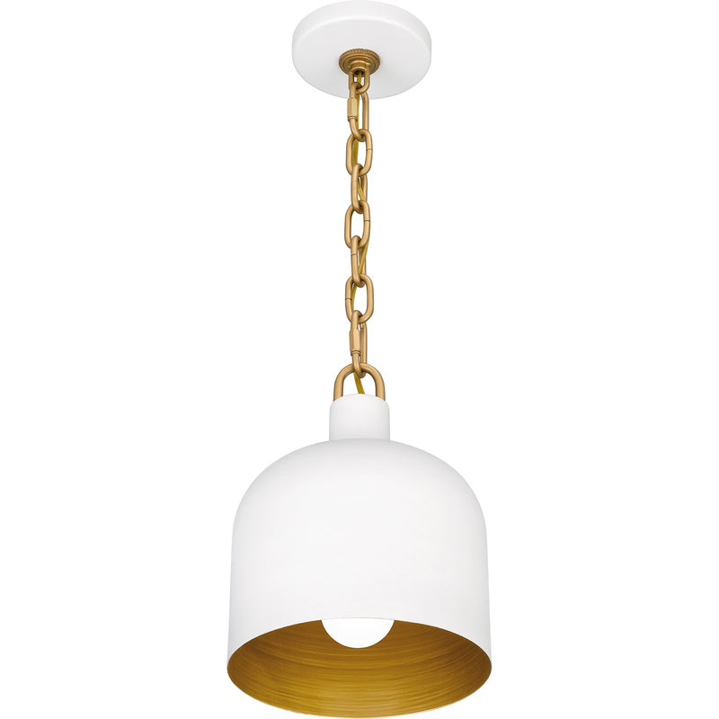 Quoizel Raquel 8in 1-Light Mini Pendant | Industrial Matte White Metal | Kitchen Island & Bar | 8 x 8 x 11 in | Model QPP6206W