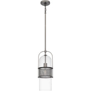 Quoizel Soffer 7in 1-Light Mini Pendant | Industrial Antique Nickel and Clear Glass | Kitchen Island & Dining Room | 7 x 7 x 19 in | Model QPP6221AN