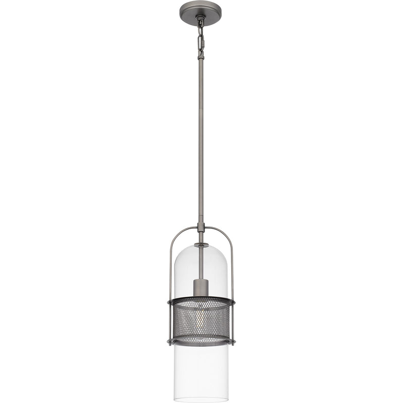 Quoizel Soffer 7in 1-Light Mini Pendant | Industrial Antique Nickel and Clear Glass | Kitchen Island & Dining Room | 7 x 7 x 19 in | Model QPP6221AN