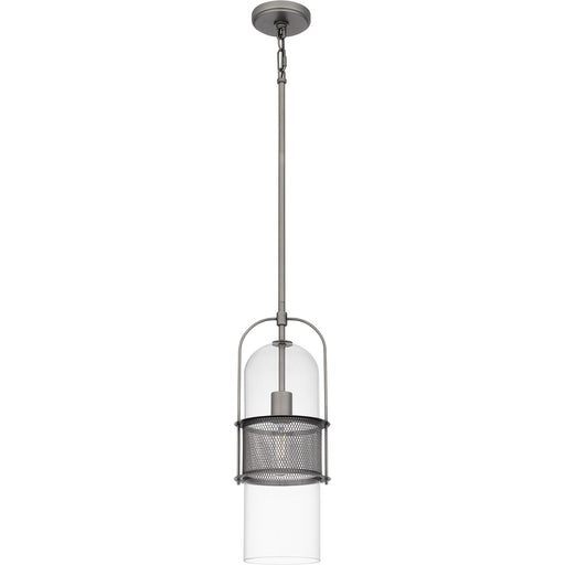 Quoizel Soffer 7in 1-Light Mini Pendant | Industrial Antique Nickel and Clear Glass | Kitchen Island & Dining Room | 7 x 7 x 19 in | Model QPP6221AN