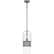 Quoizel Soffer 7in 1-Light Mini Pendant | Industrial Antique Nickel and Clear Glass | Kitchen Island & Dining Room | 7 x 7 x 19 in | Model QPP6221AN