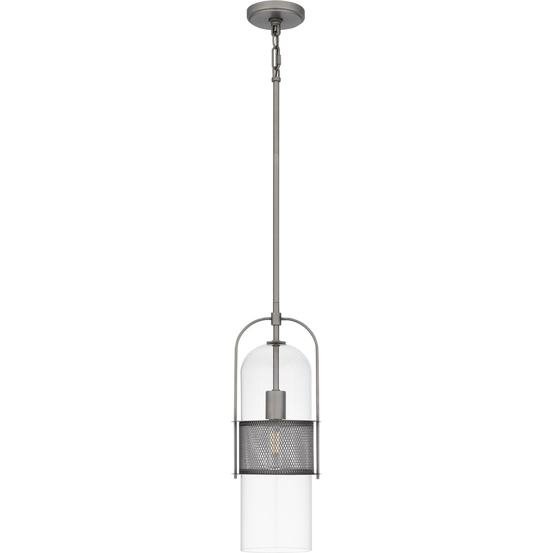 Quoizel Soffer 7in 1-Light Mini Pendant | Industrial Antique Nickel and Clear Glass | Kitchen Island & Dining Room | 7 x 7 x 19 in | Model QPP6221AN